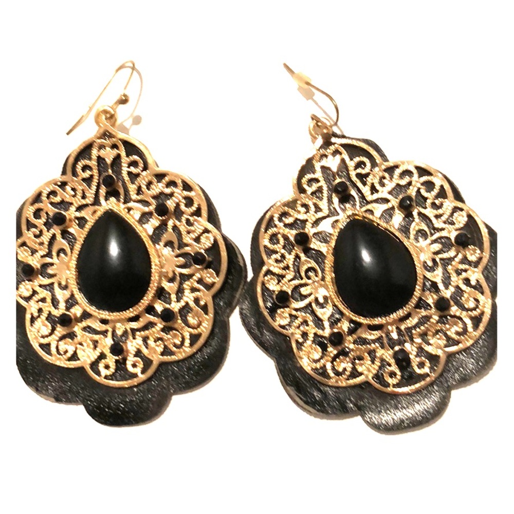 Bebe black and gold earrings